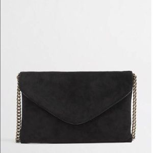 J Crew Envelope Suede Clutch - black